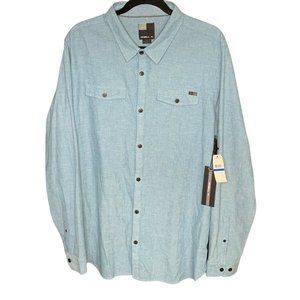 ONEILL Mens”Lot of 2”Button Up Shirts Sz XL Long Sleeve Blue, Short Sleeve Olive